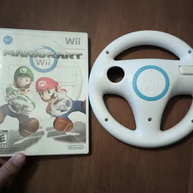 game- Mario Kart Wii with Wheel - Nintendo Wii (2008) Tested, No Manual