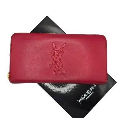 YSL Around Zipper Long Wallet Leather