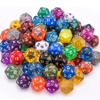 D&D D20 Pack of 2 random colors dice