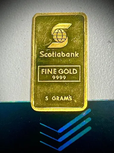 Johnson Matthey 5 gram .9999 Fine Gold Bar Produced for Scotiabank