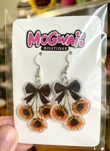 Sunflower Bow Handmade Earrings