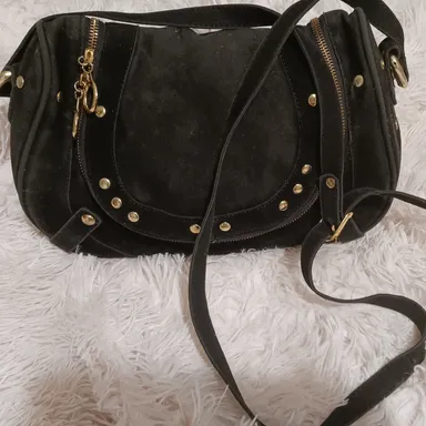 Cloé black velvet shoulder bag