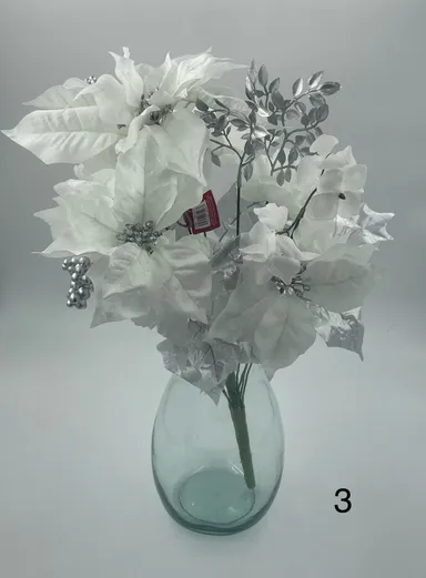 Floral White & Silver Poinsettia Stems