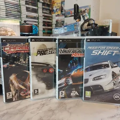 PSP NEED FOR SPEED BUNDLE OF 4 GAMES, ALL CIB AND MINTY, REGION FREE ENGLISH PAL