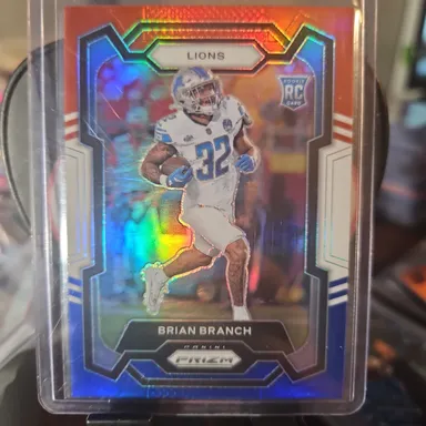 Brian Branch 2023 Prizm Red White and Blue Rookie Card..Lions