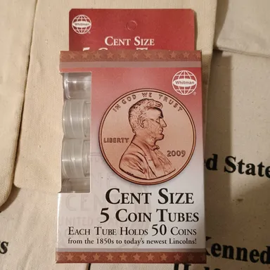 (5) Whitman Lincoln Cent Penny Plastic Tubes