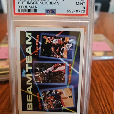 1992 Topps Beam Team K.Johnson/M.Jordan 3 D.Rodman PSA MINT 9