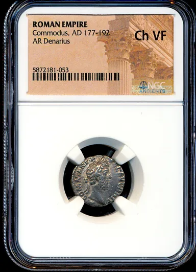 C66 NGC Ch VF Commodus 177-192 AD Roman Imperial Silver Denarius Ancient coin