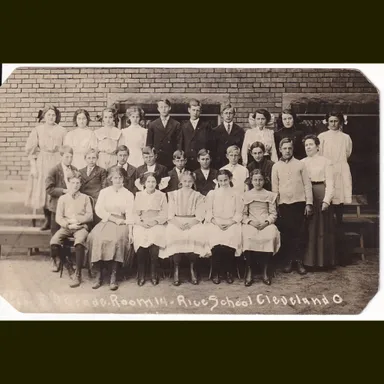 1911 8th Grade Rice School Cleveland Ohio RPPC Postcard Identified Vintage