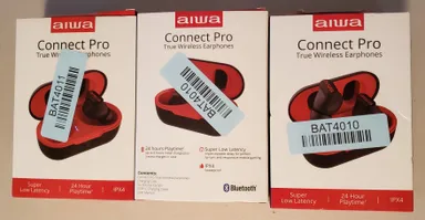  Lot of 3 Aiwa Connect Pro True Wireless Earphones | For Parts