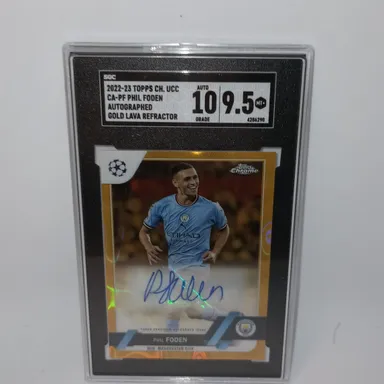 2022-23 Topps Chrome Ucc Phil Foden SGC Auto. Gold Lava Refractor 9.5