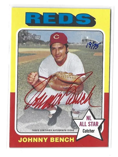 2024 Topps Heritage Johnny Bench Red Auto 19/75