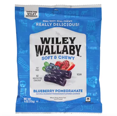 WILEY WALLABY SOFT & CHEWY BLUEBERRY POMEGRANATE LICORICE 4OZ