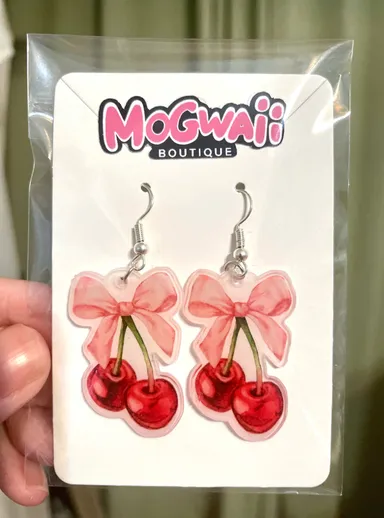 Cherry Bow Handmade Earrings