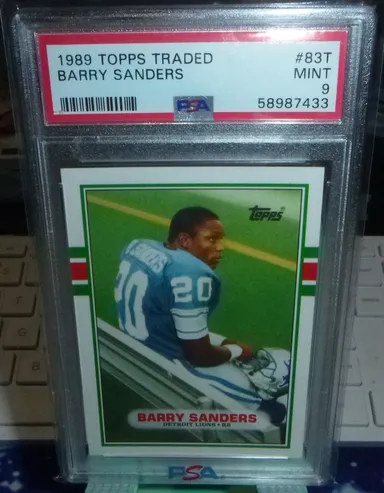 1989 Topps Traded Barry Sanders Rookie Card #83T PSA 9