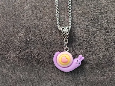Purple Garden Snail Necklace  