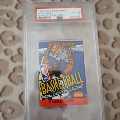 1989 fleer basketball PSA wax pack magic -johnson sticker inserted inside