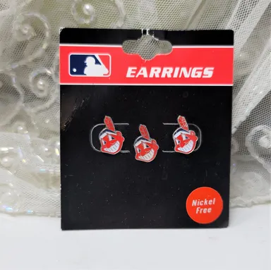 Chief Wahoo Pierced Earrings Cleveland Baseball