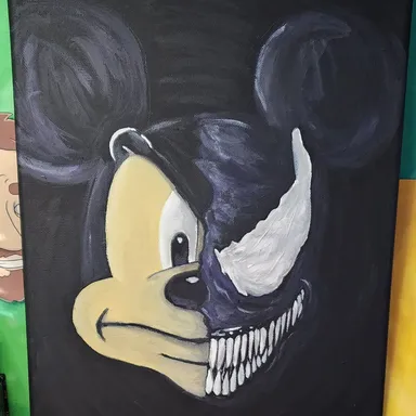 12×16 Black Canvas Mickey Venom Original Painting