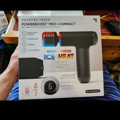 Sharper Image Powerboost Pro+ Hot & Cold Percussion Massager Black Sealed New
