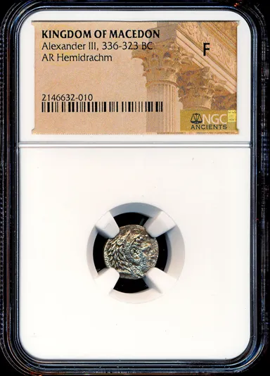 AM135 NGC F Alexander The Great 323-317 BC Greek Silver Hemidrachm Ancient coin