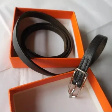 Vintage Hermes leather wrap "D"  Bracelet in  original box