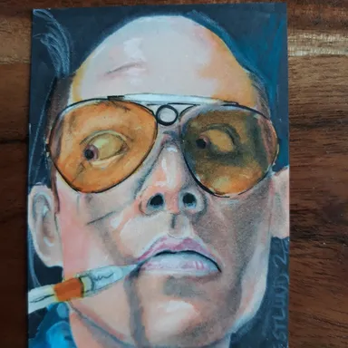 Hunter S. Thompson hand painted card done by Westlund
