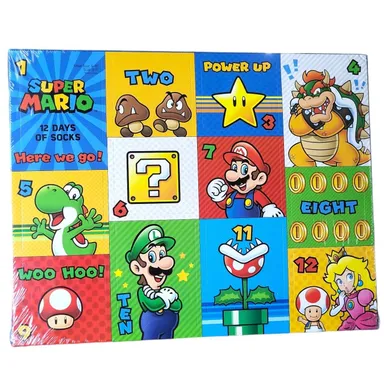 Super Mario Brothers Crew Socks And No- Show Socks Nintendo 12 Pairs Size 4-10