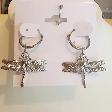 Lever Back silver Dragonfly earrings