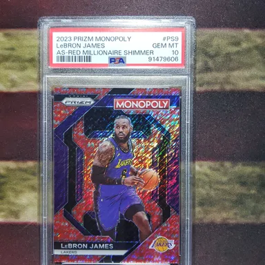 2023 Panini Prizm Monopoly All-Star Lebron James PS9 As-Red Millionaire Shimmer PSA GEM MT 10