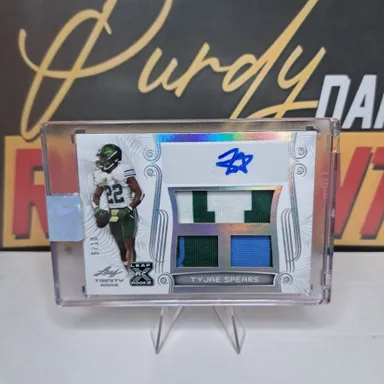 🔥💣💥 Tyjae Spears PLAYER WORN SSP 6/10! TRIPLE COLOR & PATCH RPA Rookie Auto Trinity Tulane Titans
