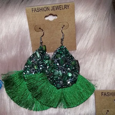 Green Boho Earrings