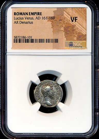 L20 NGC VF Lucius Verus 165 AD Roman Imperial Silver Denarius Ancient coin