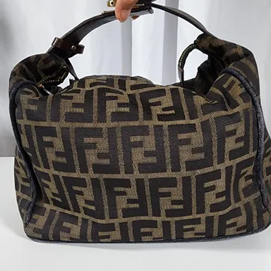 Fendi Zucca vanity handbag with lock & key