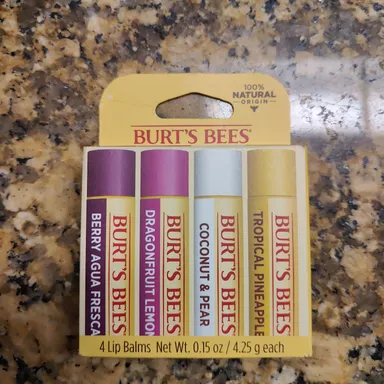 Burt's bees 4 pack chapstick -  lip balm NEW !