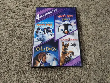4 Film Favorites Critters with Character DVD Happy Feet 1/2 + Cats & Dogs 1/2