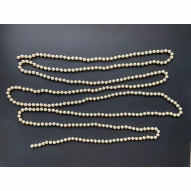 Faux Pearl Beaded Christmas Garland Creamy White Luster 14 Foot Wedding