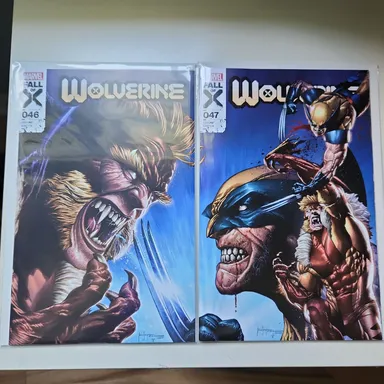 Wolverine #46 & 47 Unknown Comics Exclusive Mico Suayan connecting cover set.