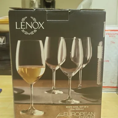 Lenox European Wine Glasses Goblets Stemware 24oz Set Of 4 New in Box
