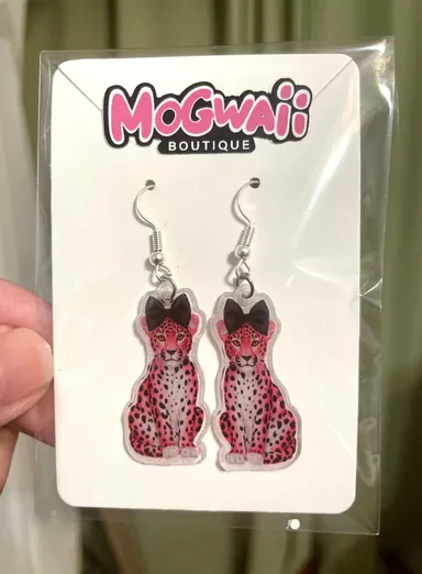 Pink Cheetah Handmade Earrings