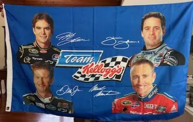 Jeff Gordon, Mark Martin, Jimmie Johnson, Dale Earnhardt Jr. 3 x 5 two sided Flag