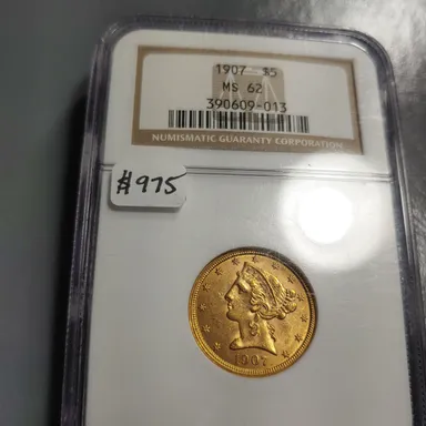 1907 Liberty Head $5 gold coin