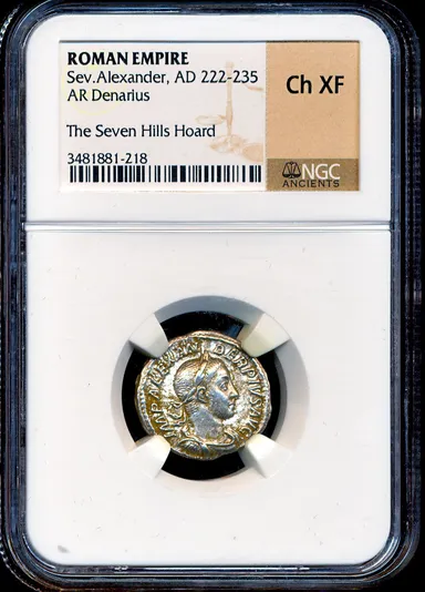 S51 NGC Ch XF Severus Alexander 231 AD Roman Imperial Silver Denarius Ancient coin