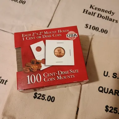 100 Cent/ Dime Cardboard 2x2 Flips Holders