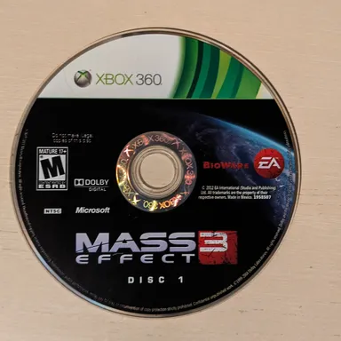 Mass Effect 3 Disc 1 Loose Xbox 360