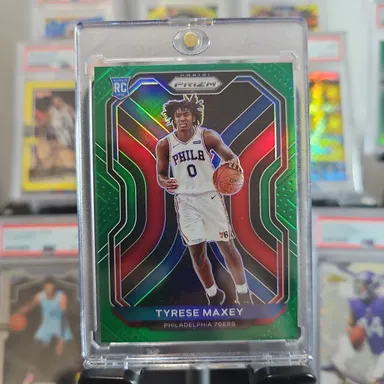 2020-21 Panini Prizm Tyrese Maxey Green Prizm Rookie Card RC #256 76ers