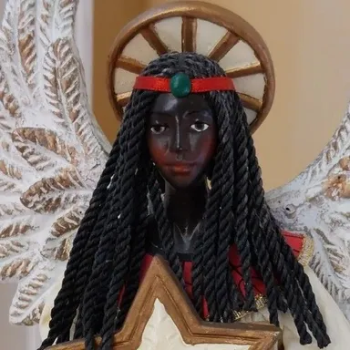 ⭐️Midwest of Cannon Falls 14" Dark -Skinned Angel Tree Topper Holding Star