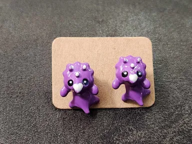 Purple Dinosaur Stud Earrings 