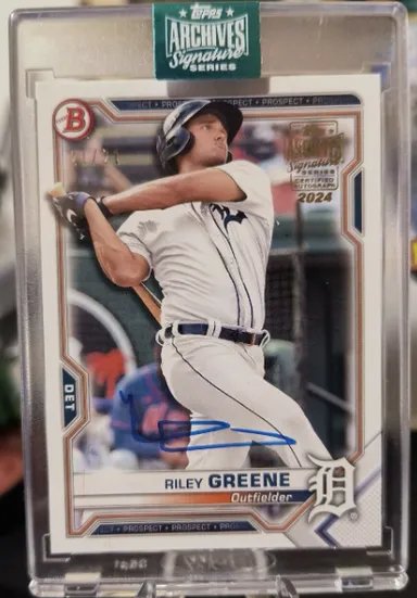 DET-Riley Greene 2024 Topps Archives Prospect Auto 21/21 Bookend Detroit Tigers