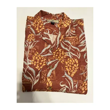 Tommy Bahama Mens Medium Short Sleeve Floral Print Button Down Silk Shirt